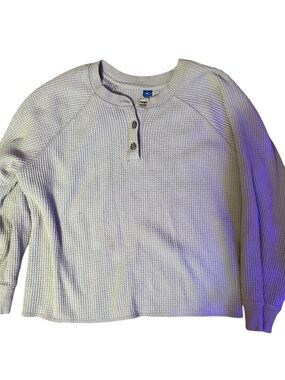 Old Navy Light Blue Waffle Knit Henley Sweatshirt